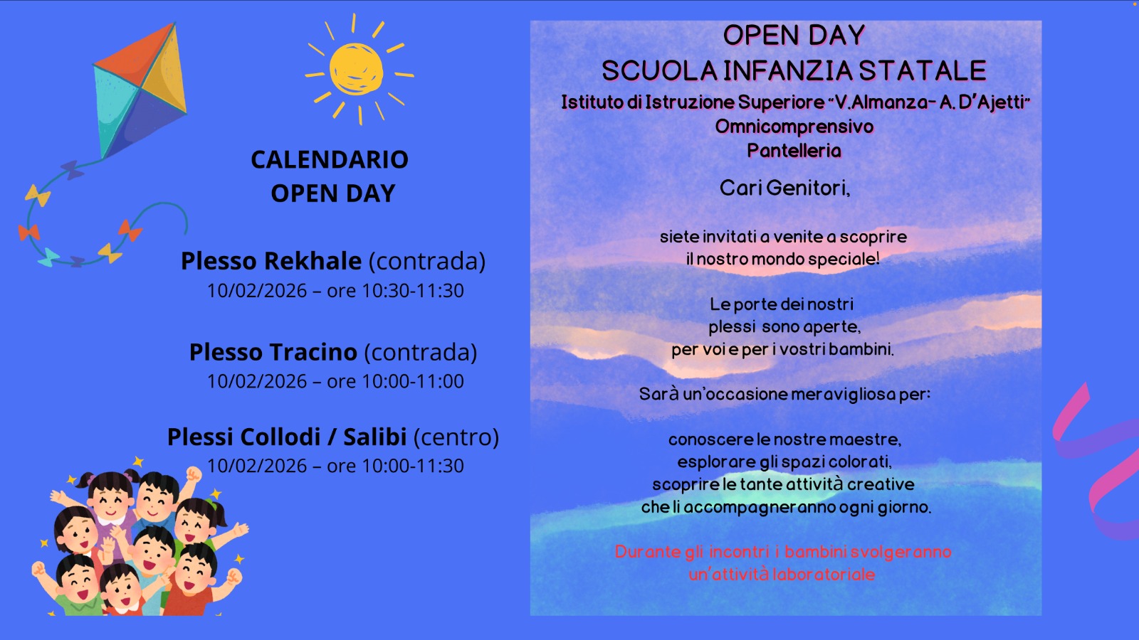 OPEN DAY SCUOLA DELL’INFANZIA – attività di orientamento rivolta ai genitori